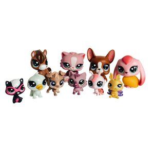 Littlest Pet Shop Animal Figures Lot Of 10 Collectible Toys Mix Cats Dogs Bunny